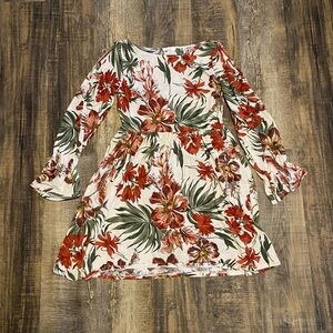 Easel Floral Midi Dress - Red and Green